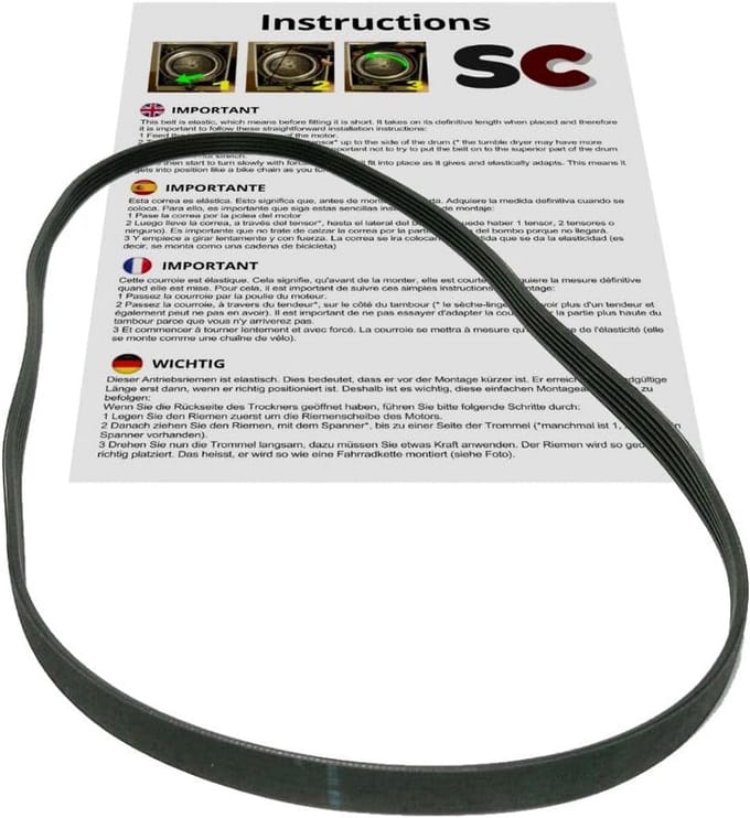 Elastische Wasmachine Riem 8PHE 1200 / EL 1200 H8 voor Reparatie en Onderhoud