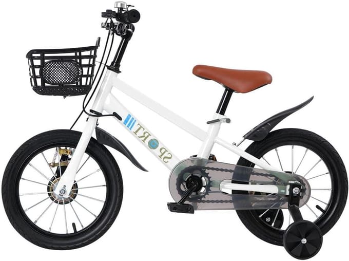 Kinderfiets - Jongensfiets Meisjesfiets - Leren Fietsen - Robuust Stalen Frame - 14 inch - Wit