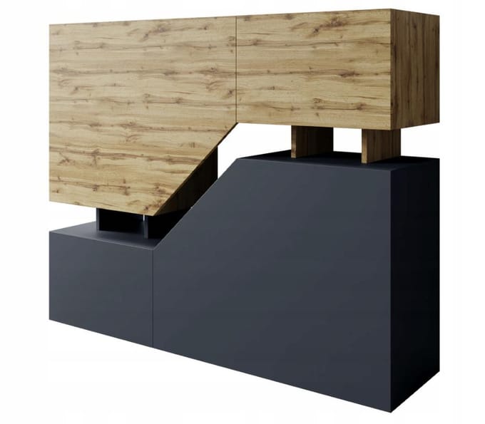 Lendo Double Serie - Opbergkast - Grafiet - Dąb Wotan - 120x100x35 cm