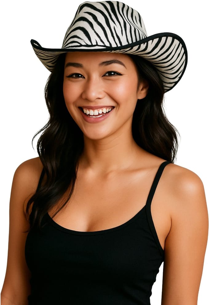 Partychimp Carnaval verkleed Cowboy hoed Zebra - zwart/wit - volwassenen