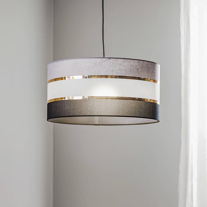 HELAM Hanglamp Helen textiel grijs-zwart-goud Ø 40 cm