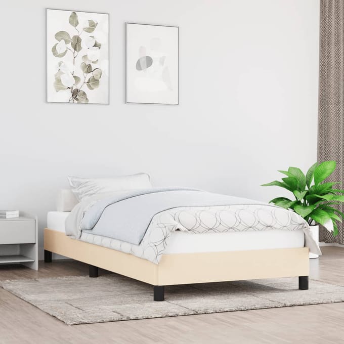 vidaXL - Bedframe - zonder - matras - 90x200 - cm - stof - crèmekleurig
