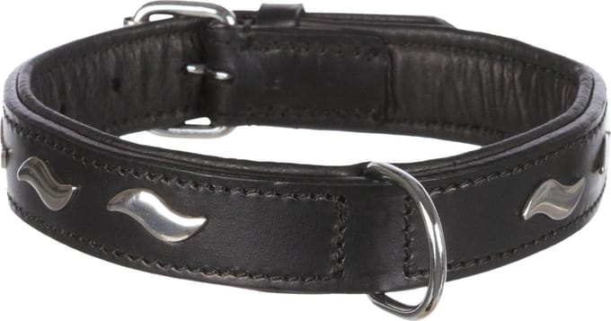 TRIXIE | Trixie Halsband Hond Active Leer Met Golfjes Zwart