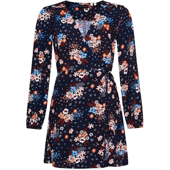 Superdry - Mini-wikkeljurk met print - Dames - Jurken