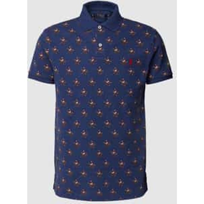 Slim fit poloshirt met all-over motief