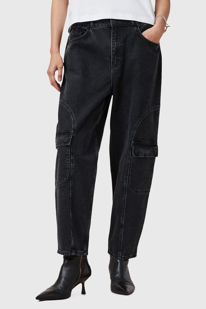 AllSaints Daisy Mae Jean Washed Black Taglia: 2 | Pantaloni cargo Outlet | Donna | Nero