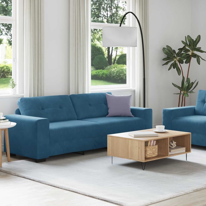 vidaXL 2-delige bankset met kussens, blauw fluweel
