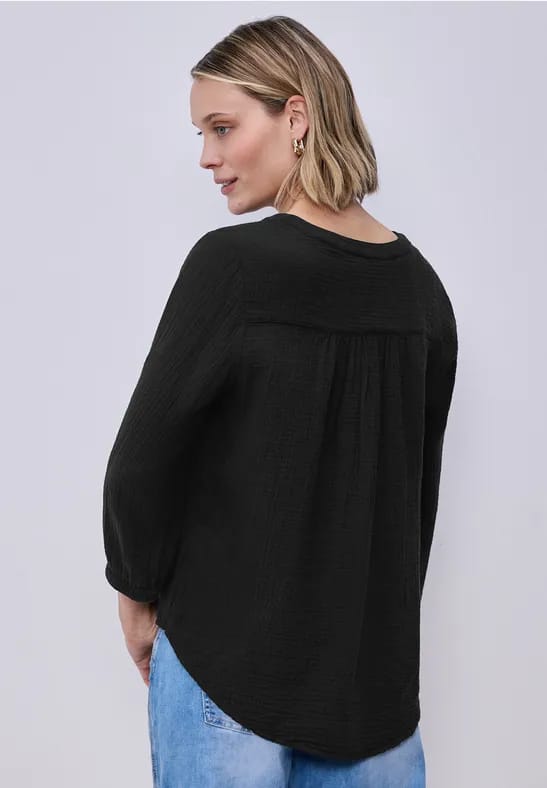 3/4-mouwen blouse in mousseline kwaliteit