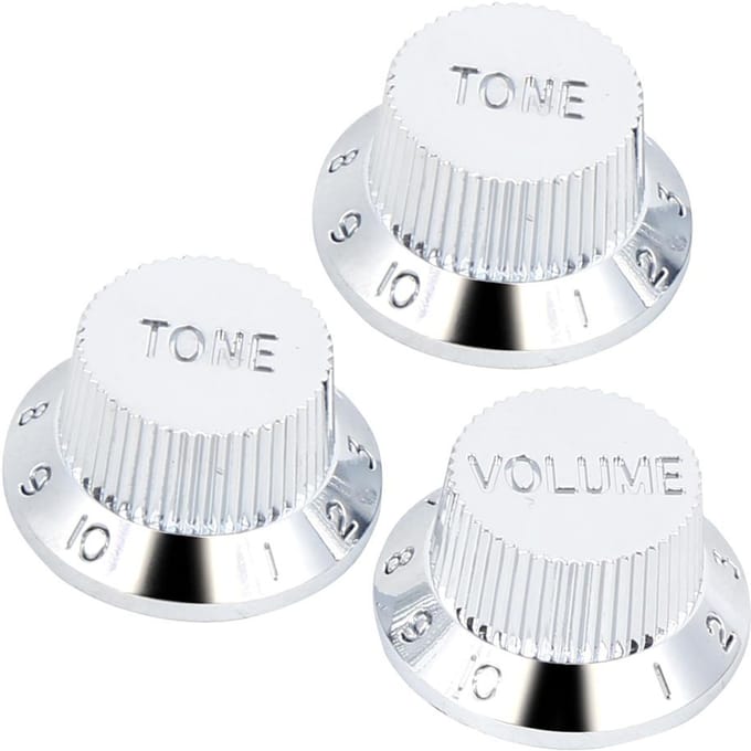 3 Stuks Gitaar Potentiometer Knop Dop Volume Toon Knoppen Zilver voor Elektrische Gitaars white