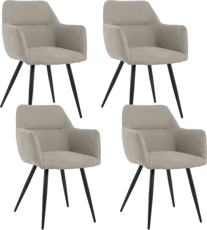 Lina® Nova Eetkamerstoelen - Grijs - Set van 4 - Stof