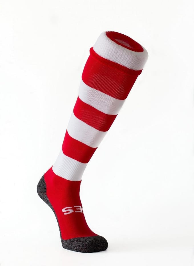 NeS Voetbalkousen - Rood Wit geringd - Rugbykousen- Sportkousen