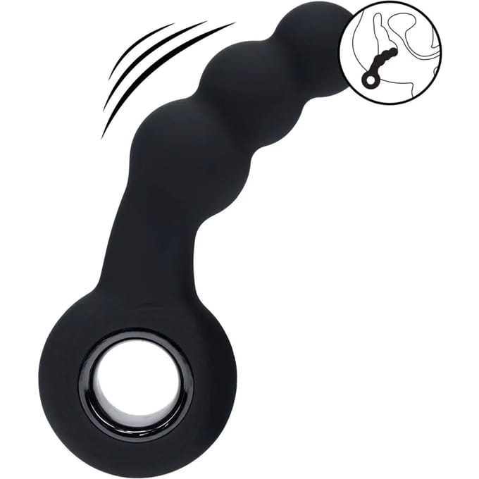 Vibrerende Parelsilicone Prostaatmassager met Lussysteem - Zwart