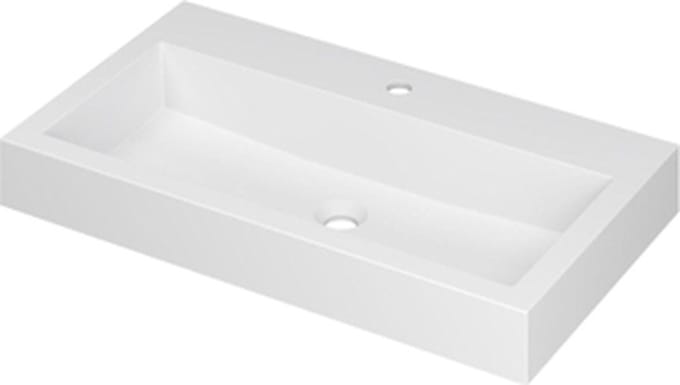 INK Momento wastafel - 80x45x9cm - 1 wasbak - 1 kraangat - polystone wit mat