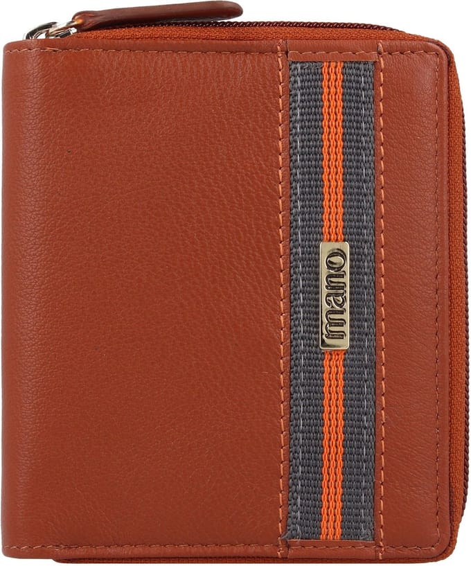 mano Don Leonardo Portemonnee RFID Leer 10 cm - Dames - Staand formaat - cognac