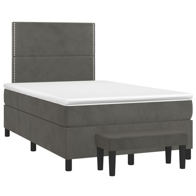 vidaXL - Boxspring - met - matras - fluweel - donkergrijs - 120x200 - cm