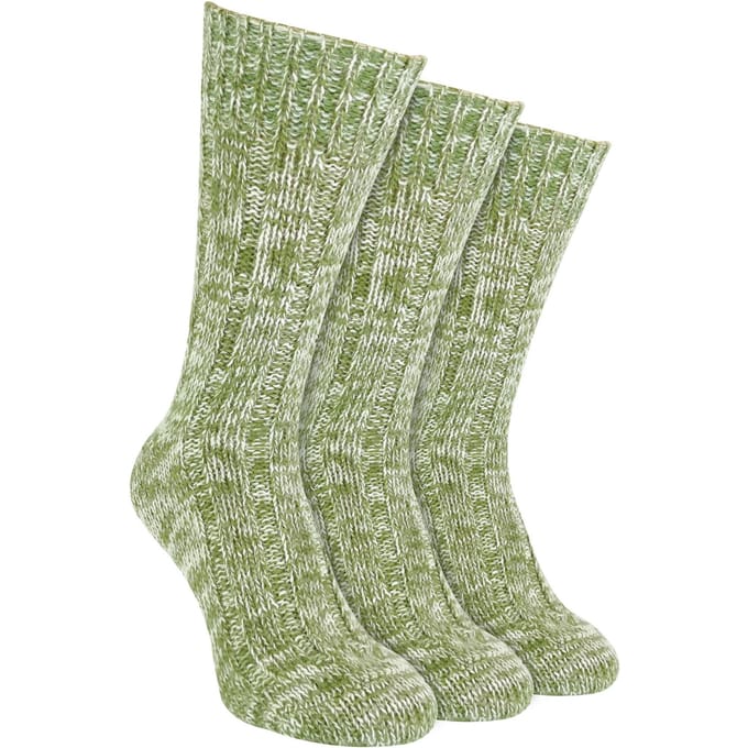 3-Pack Heren Warme 100% Wol Geribde Sokken met Versterkte Hak en Teneneind