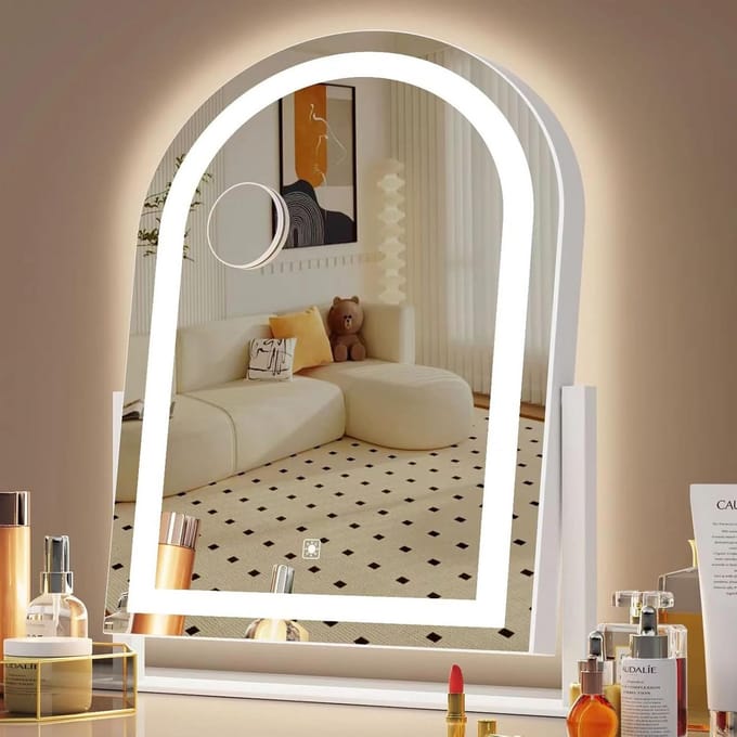 Grote LED make-upspiegel met verlichting en vergroting