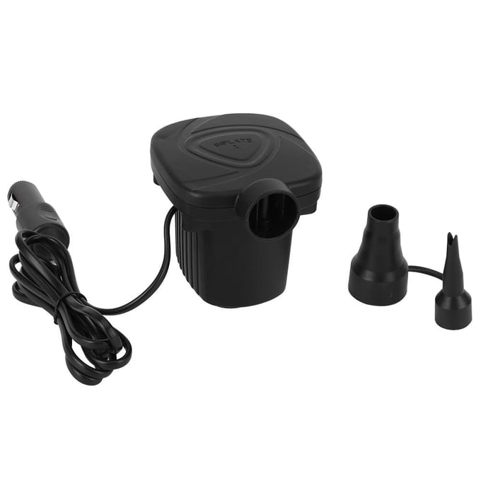 Pompe à air électrique CC 12V pour voiture Bateau gonflable extérieur Lit flottant Piscine Outil de gonflage portable black
