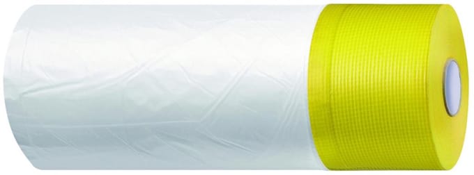 WESTEX Combi Mask 2-in-1 afplakband met folie, 1400 mm x 20 m, geel