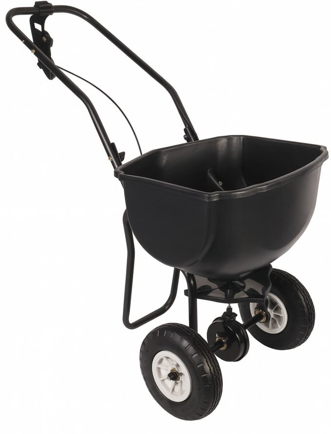 Strooiwagen duwmodel met luchtwielen zwart 20 liter