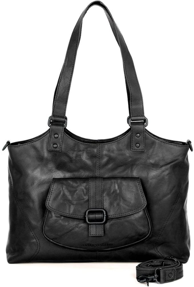 Leren Laptop / Schoudertas - 15.6 inch - Kalynn - Zwart
