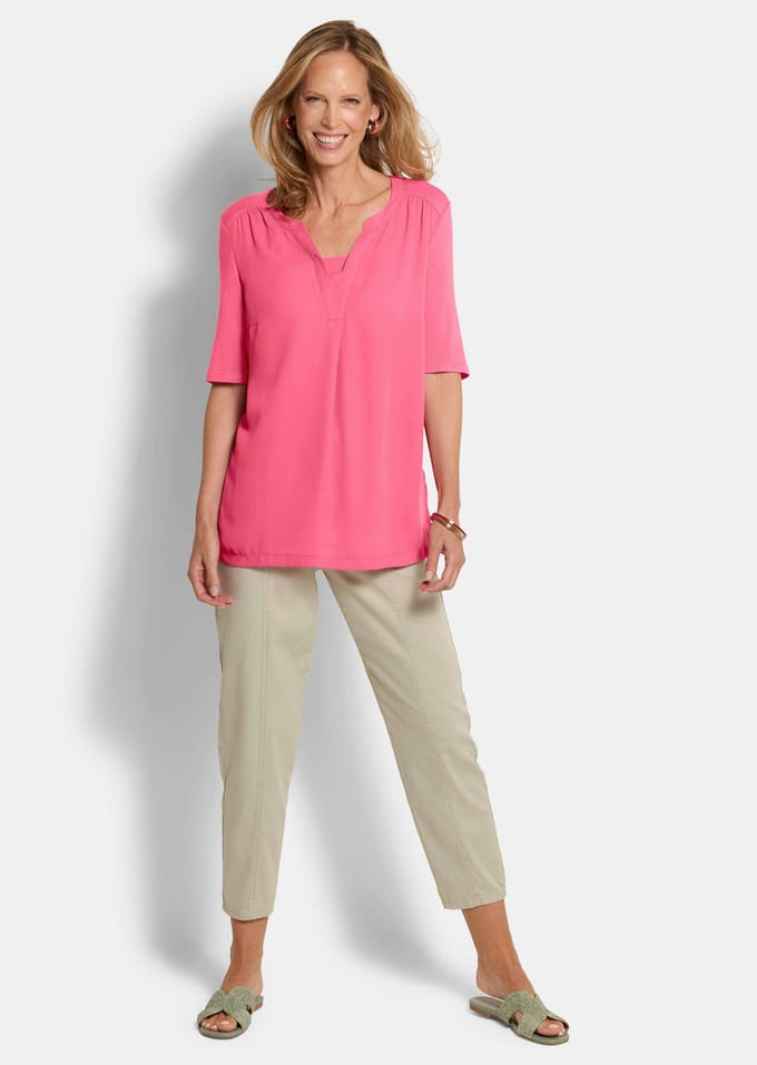 Comfortabel blouseshirt van chiffon en jersey - pink - Gr. 23 van Goldner Fashion