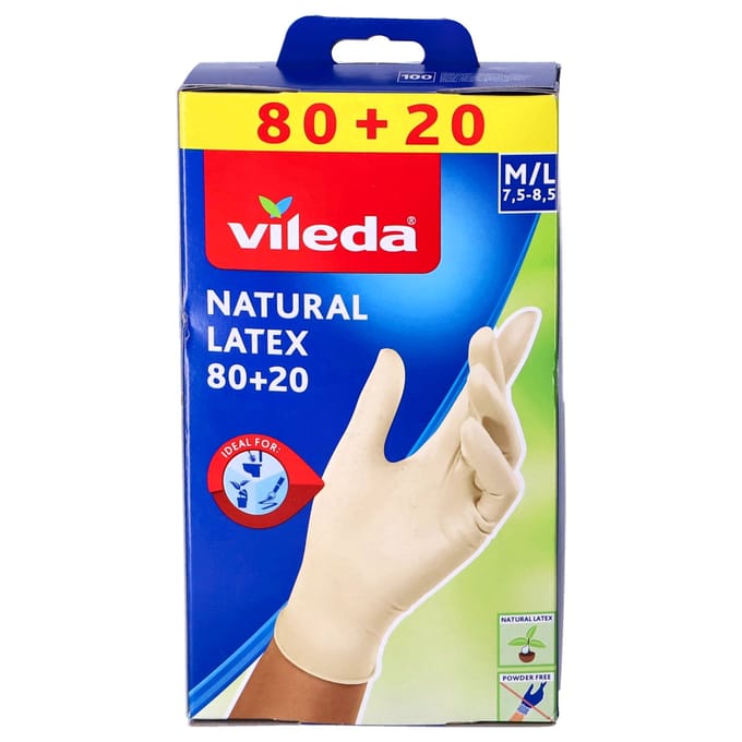 Vileda Handschoen Natuurlatex Multifunctioneel M/l 100 Stuks
