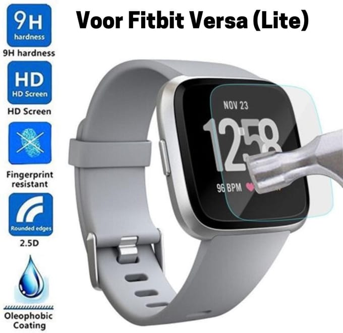 KELERINO. Screenprotector geschikt voor Fitbit Versa Gehard glas - 3 stuks