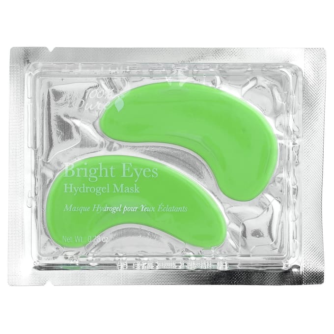 100% PUUR, Heldere Ogen, Hydrogel Oogmasker, 5 Velletjes, 8g (0,28 oz) Elk green
