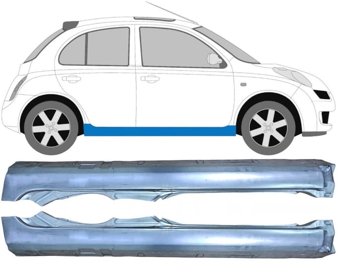 Volledige dorpel voor Nissan Micra K12 2002-2010 / Links + Rechts / Set