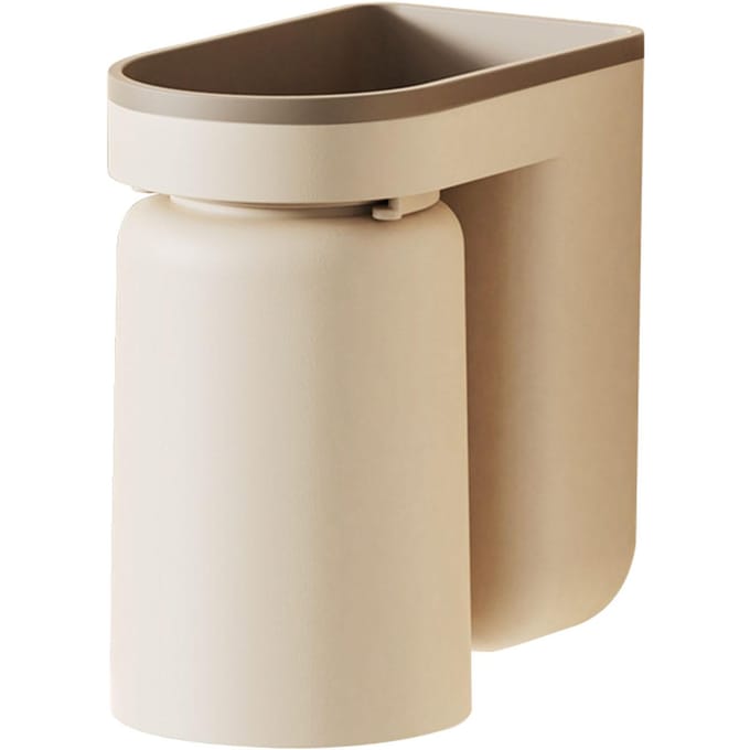 Porte-brosse à dents mural multifonctionnel sans trou à suspendre support de rangement beige