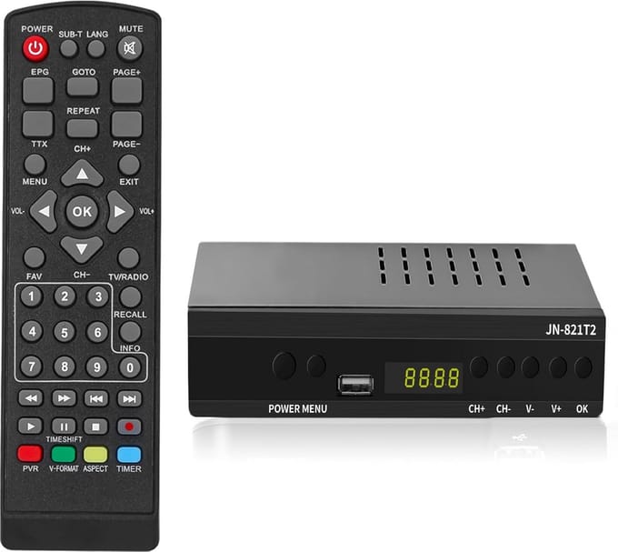Digitale HD Terrestrische TV-Tuner DVB-T2 H.265 HEVC Ontvanger met PVR en Afstandsbediening