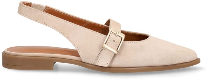 No Stress - Dames - Beige suède slingbacks - Maat 36