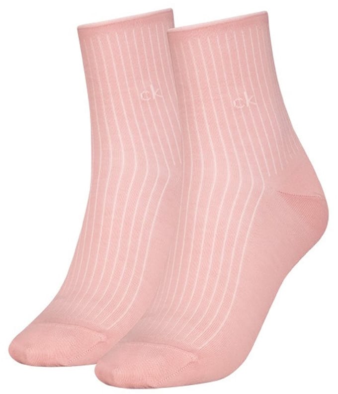 Calvin Klein dames 2P halfhoge sokken roll top roze