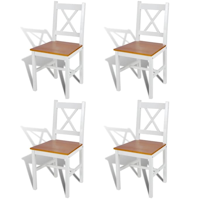 vidaXL - Eetkamerstoelen - 4 - st - grenenhout - wit