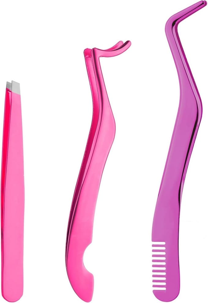 Solidchoice - Set van 3 Roestvrij Stalen Wimperpincetten voor Make-Up