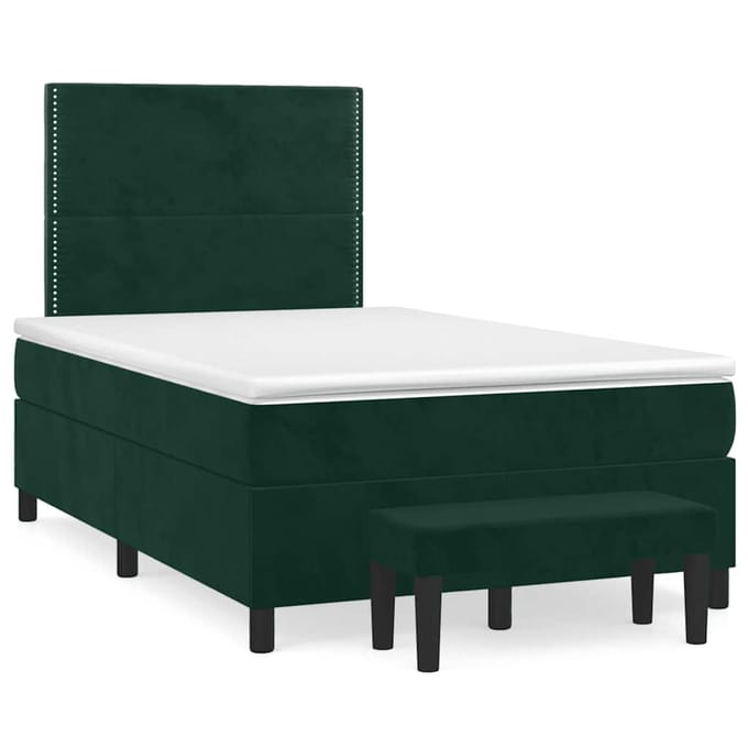 vidaXL - Boxspring - met - matras - fluweel - donkergroen - 120x190 - cm