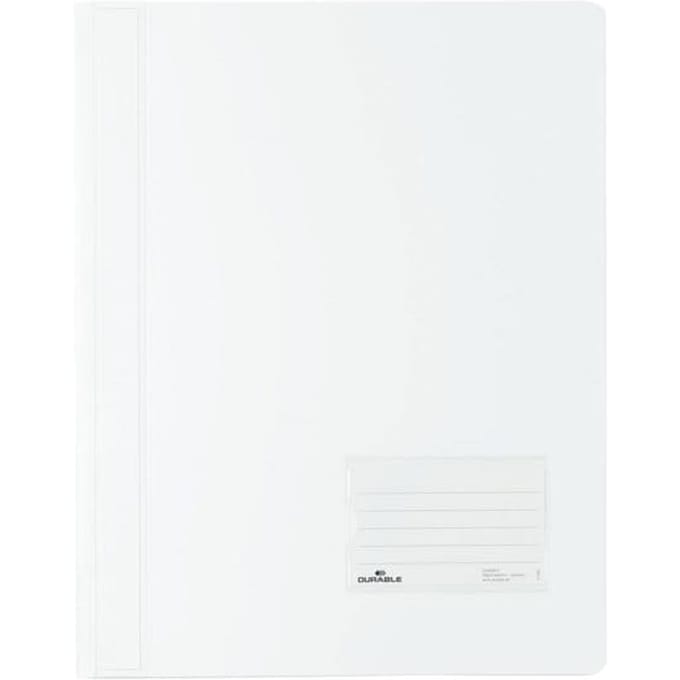 Durable DURALUX 268002 Snelhechtmap Wit DIN A4+ Etiketvenster (90 x 57 mm), Scheurbescherming, Binnentas (achterkant)
