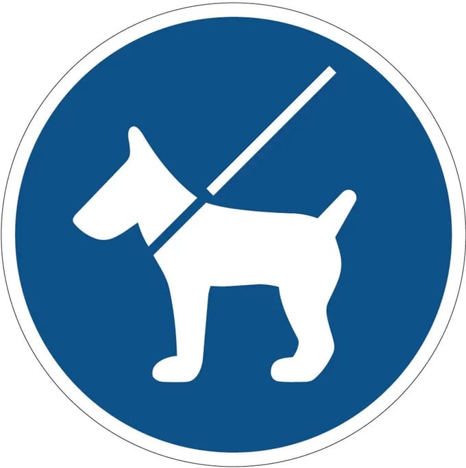 Honden aan de lijn gebodssticker | 20 cm