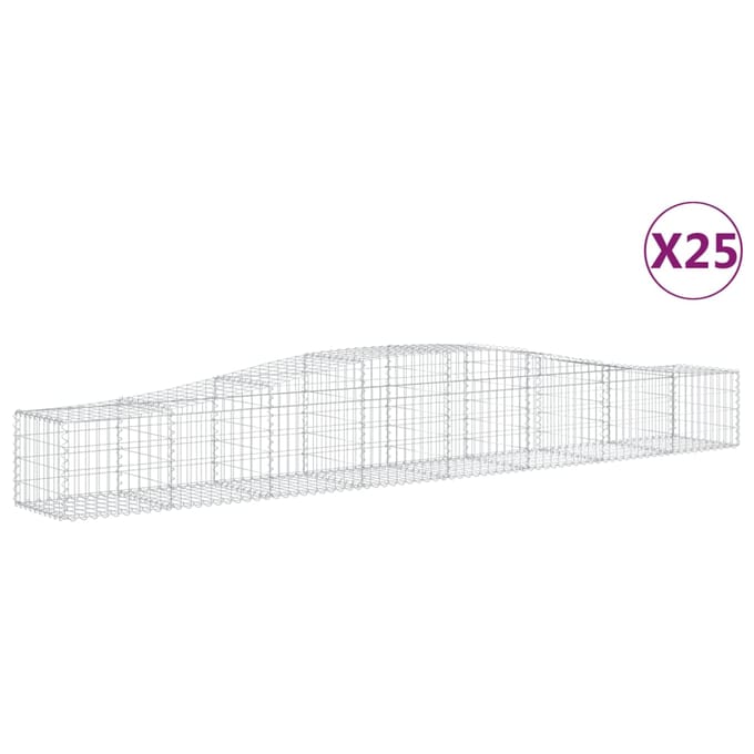 vidaXL - Schanskorven - 25 - st - gewelfd - 400x50x40/60 - cm - gegalvaniseerd - ijzer