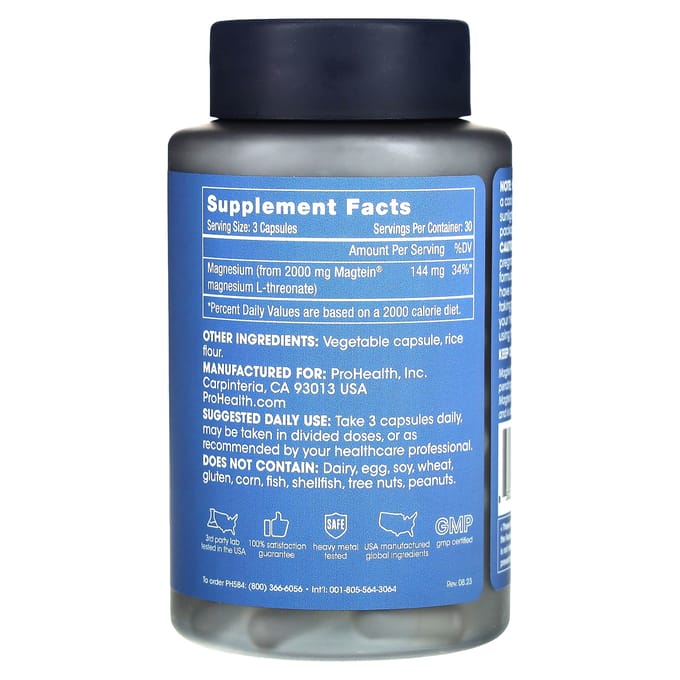 ProHealth Longevity, Brain-Mag Pro, Magnésium L-Thréonate, 90 Gélules