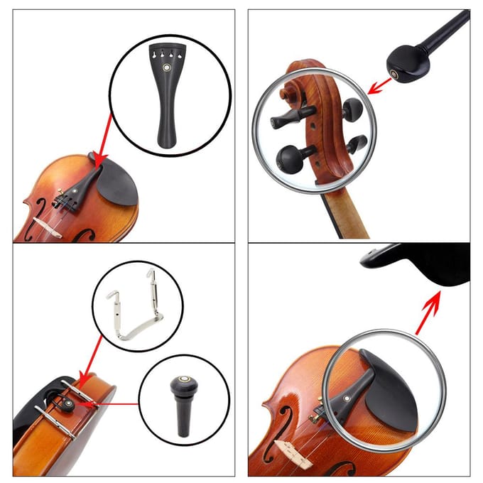 Accessoires pour violon 4/4, 15 jeux de planches à cordes + mentonnière + Code Qin