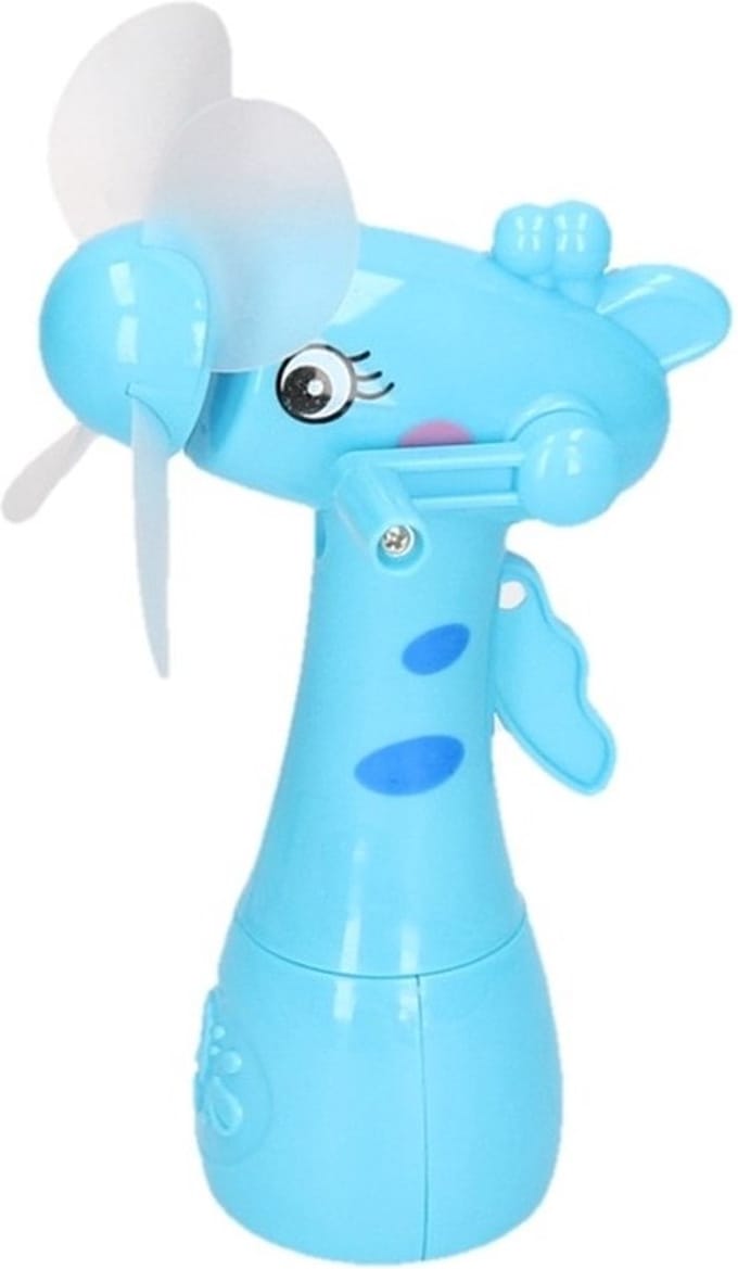 Waterspray ventilator - giraffe - blauw - voor kinderen - waterverstuiver - zomerventilator - 15 cm