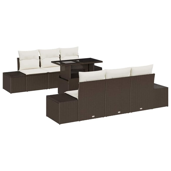 vidaXL Bankstel 7 st Bruin en Crème poly rattan