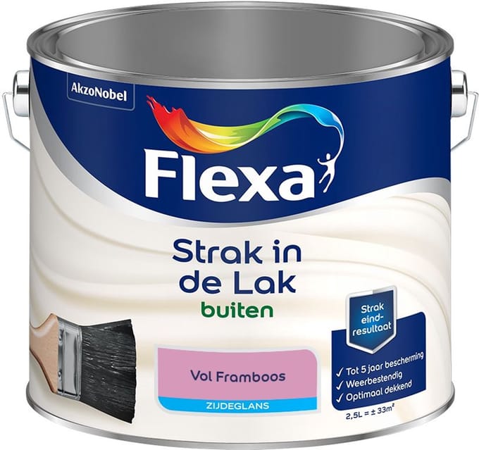 Flexa - Strak In De Lak Buitenlak Zijdeglans - Vol Framboos - Mengverf - 2,5 L