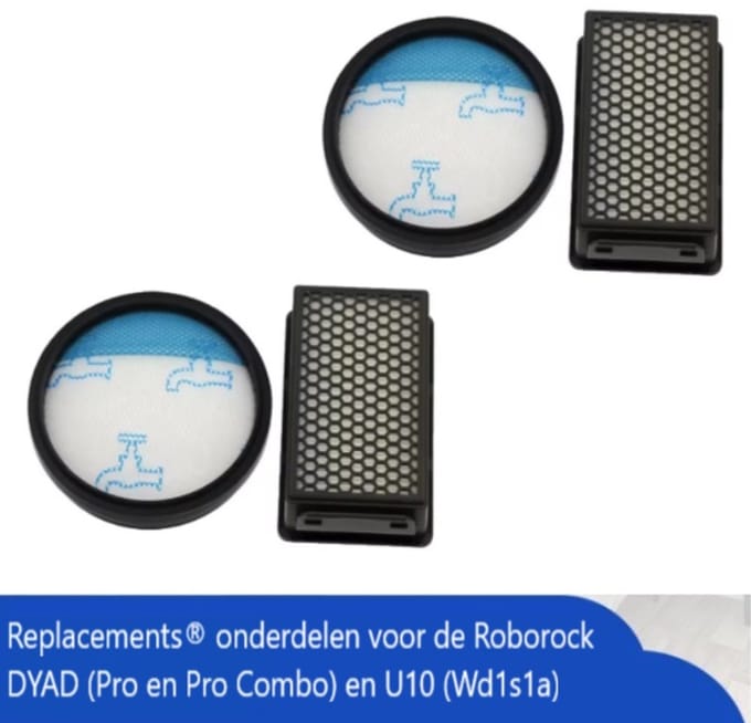 Replacements® Premium filterset – 2×2 Filters voor Rowenta Compact Power Cyclonic (RO37xx)