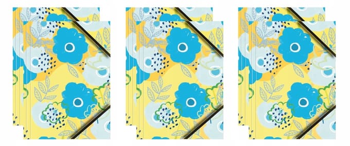 Pastel Bloemen A4 Kartonnen Kaart met Elastiek - 6 Stuks