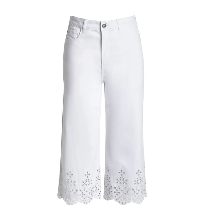 Vrouwen geborduurde jeans Mat Fashion Wide Leg