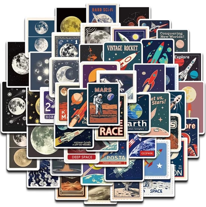 50 Verschillende ruimtevaart stickers - Ruimteschip