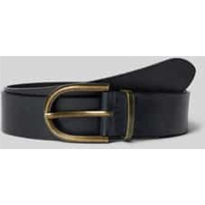 Tom Tailor - Leren riem met ronde gesp - Maat 75 - black uni